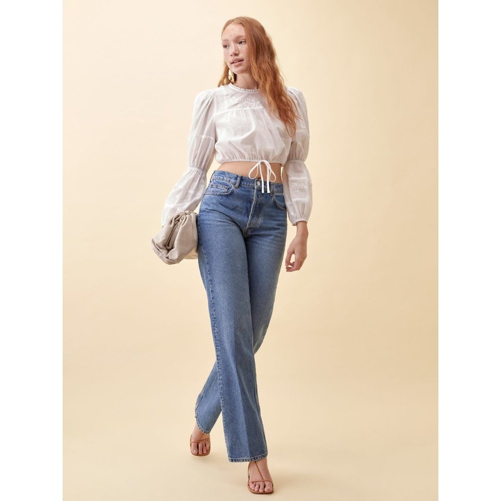 Reformation white Warbler tie top (M)